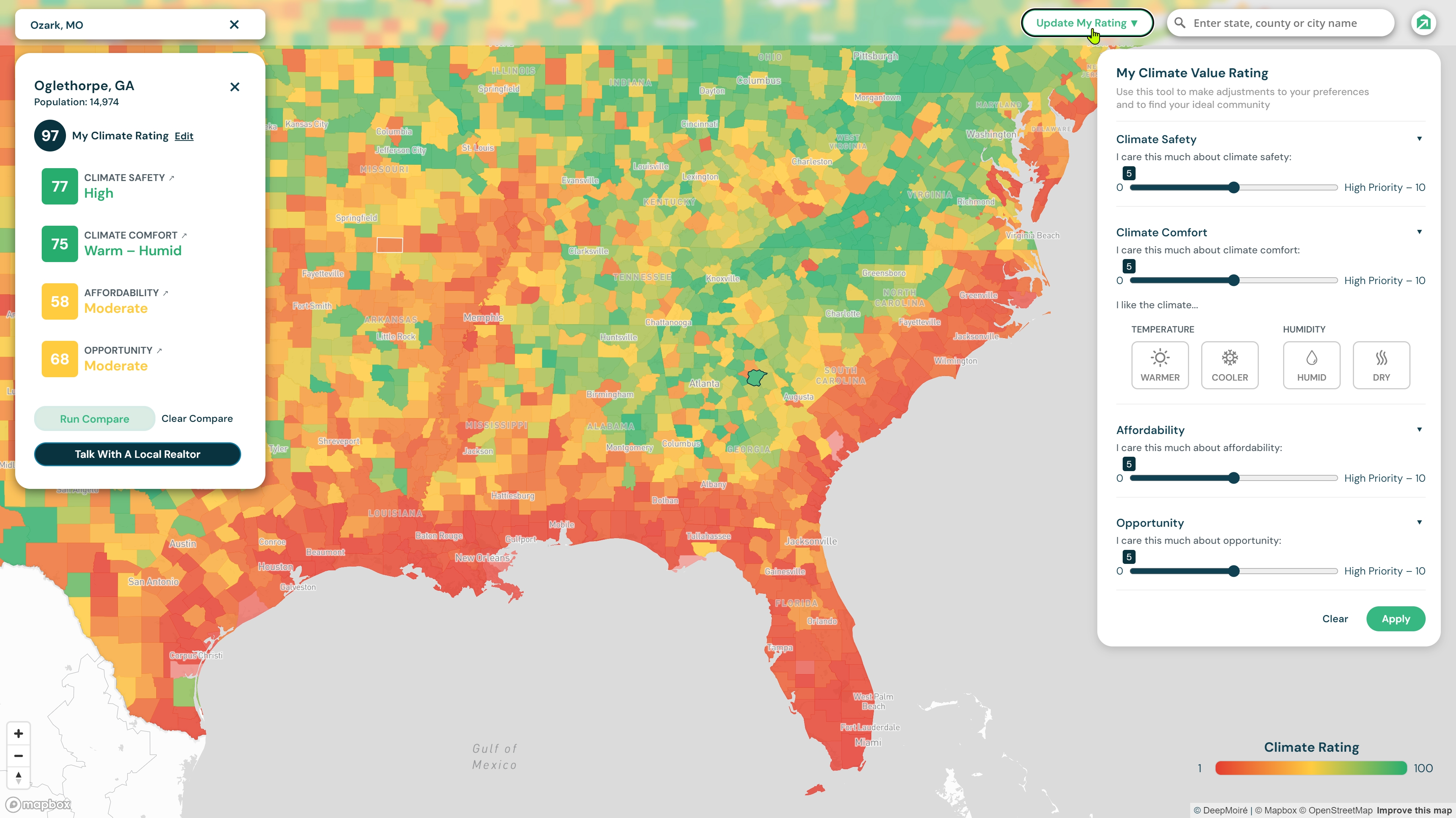 Climate Decision-Support Map & Personalized County Ranking Platform